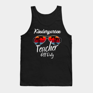 Kindergarten Teacher Off Duty, Retro Sunset Glasses, Summer Vacation Gift Tank Top